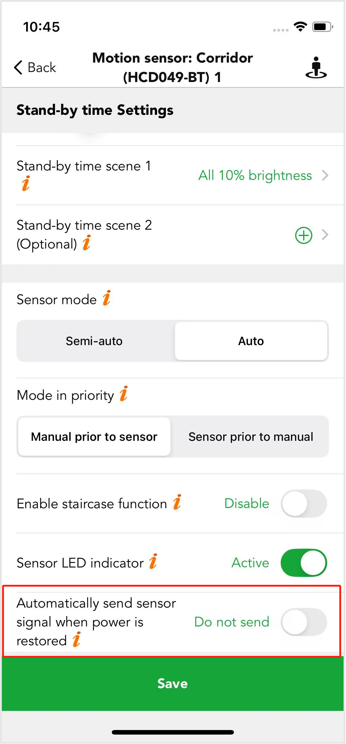 disable auto send motion signal